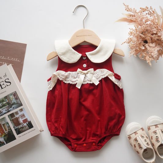 Sleeveless Baby Romper in Red