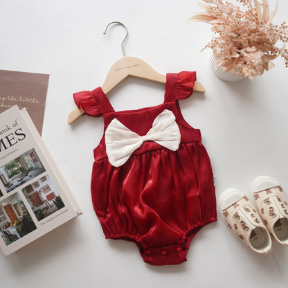 Ribbon Silk Sleeveless Baby Romper