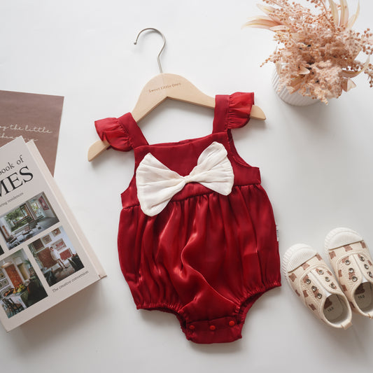 Ribbon Silk Sleeveless Baby Romper