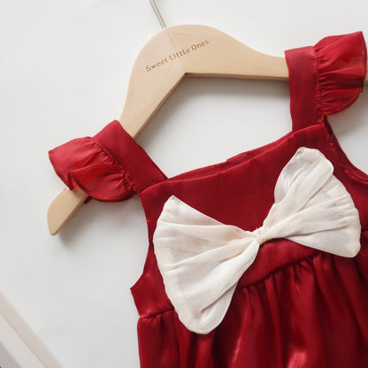 Ribbon Silk Sleeveless Baby Romper