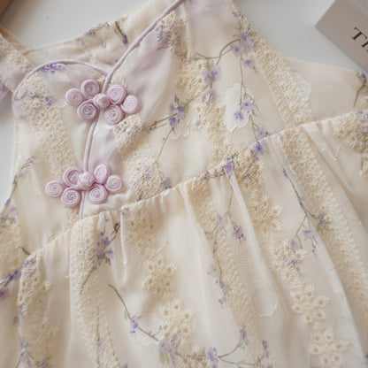 Purple Sleeveless Qipao (Size 66)