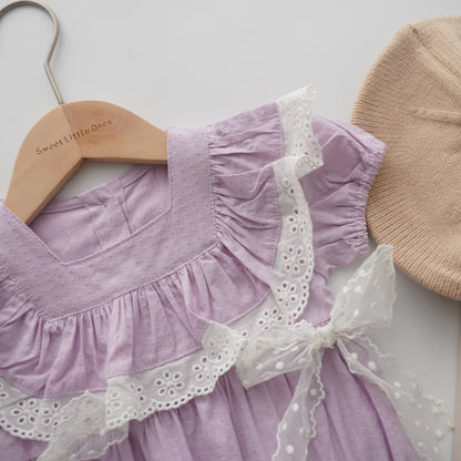 Purple Baby Girl Ribbon Romper