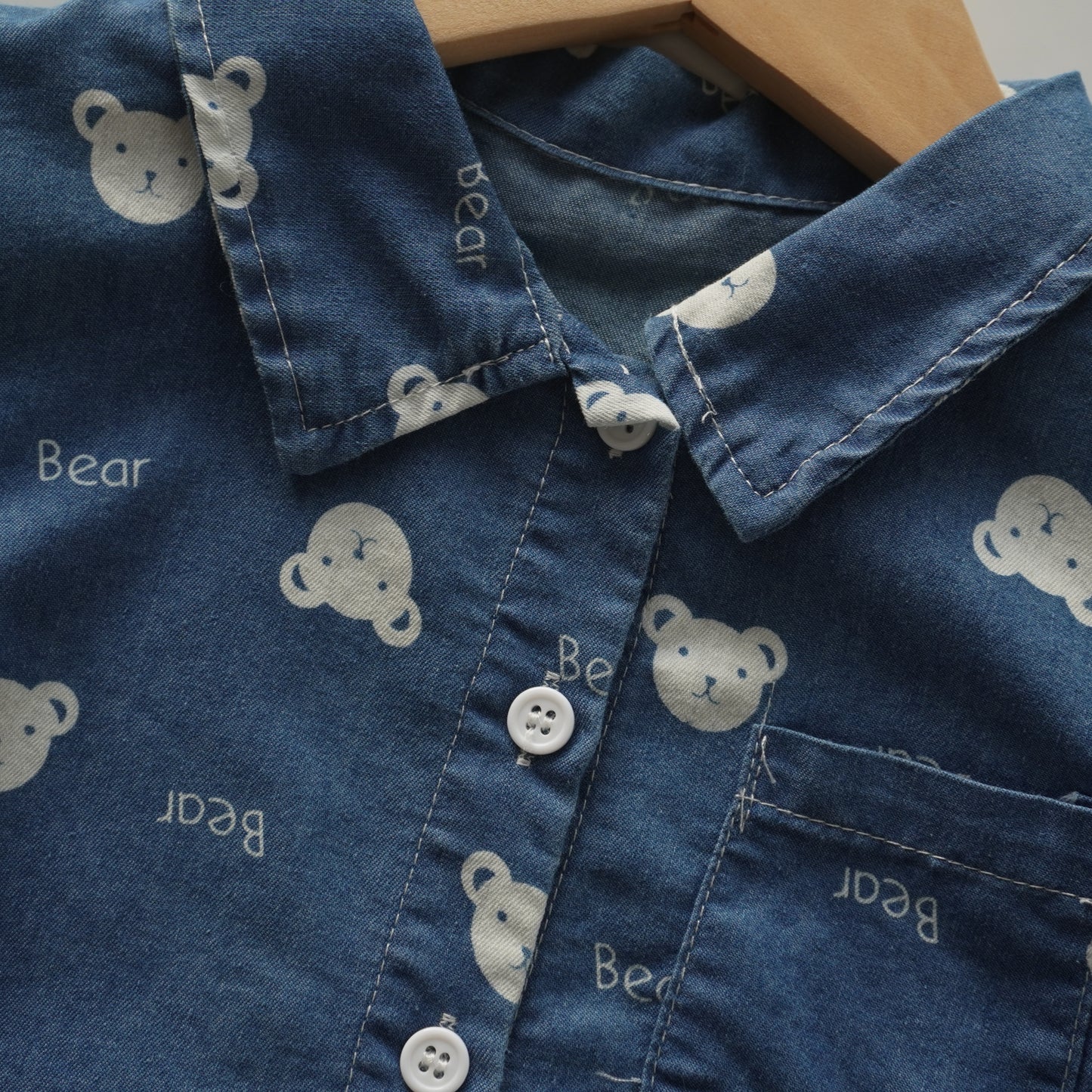 Mini Bear Denim Two Pieces Set