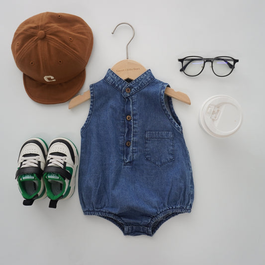 Denim Sleeveless Unisex Romper