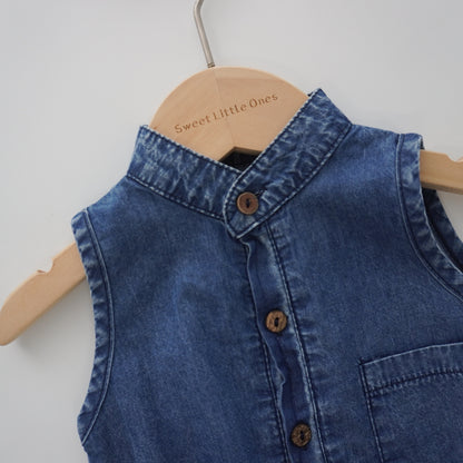 Denim Sleeveless Unisex Romper