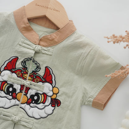 Contrast Chinese Lion Romper