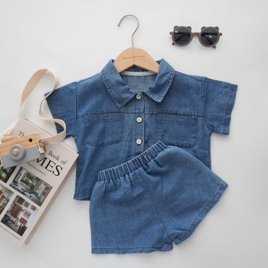 Casual Denim Two Pieces Set