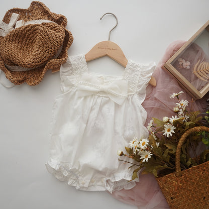 Princess Ribbon with Pearl Details Romper