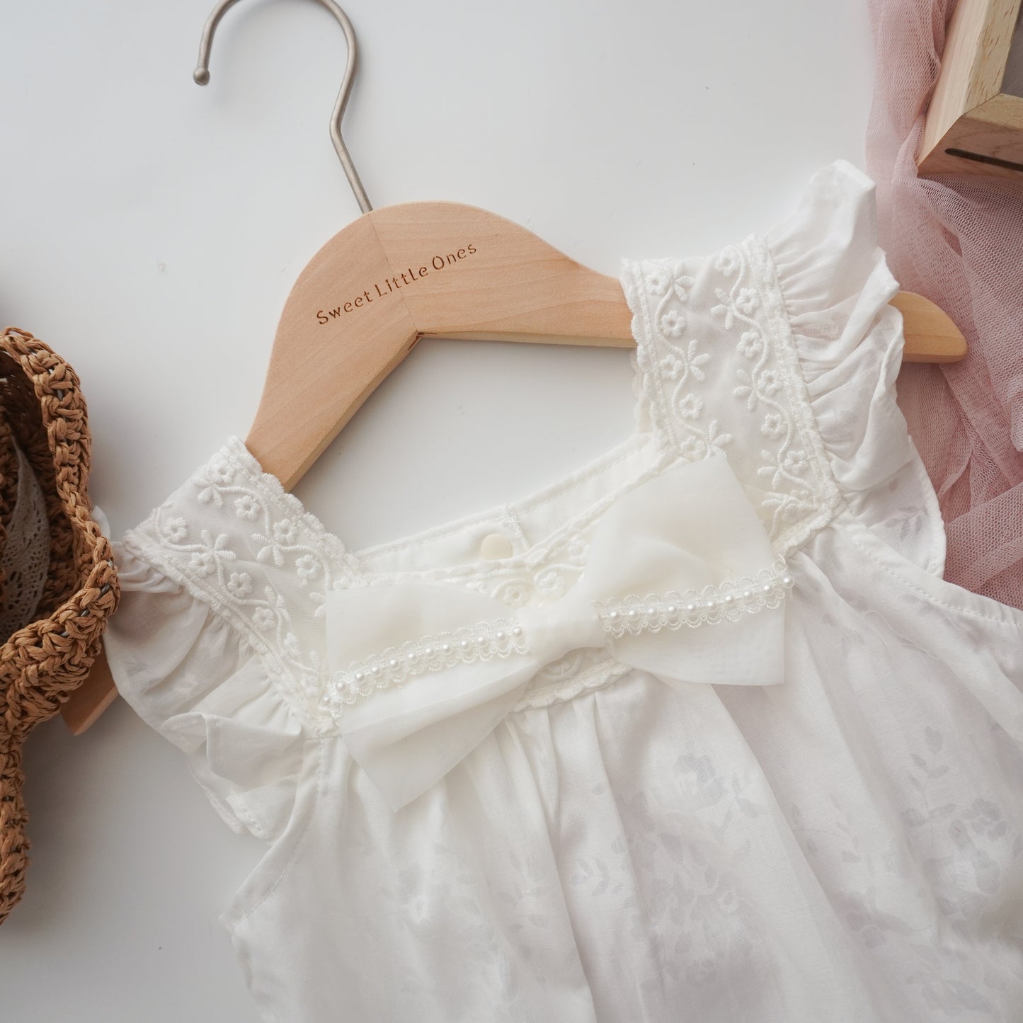 Princess Ribbon with Pearl Details Romper