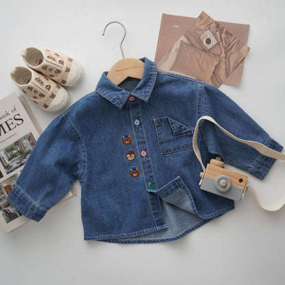 Cute Cartoon Design Denim Top (Size 80)