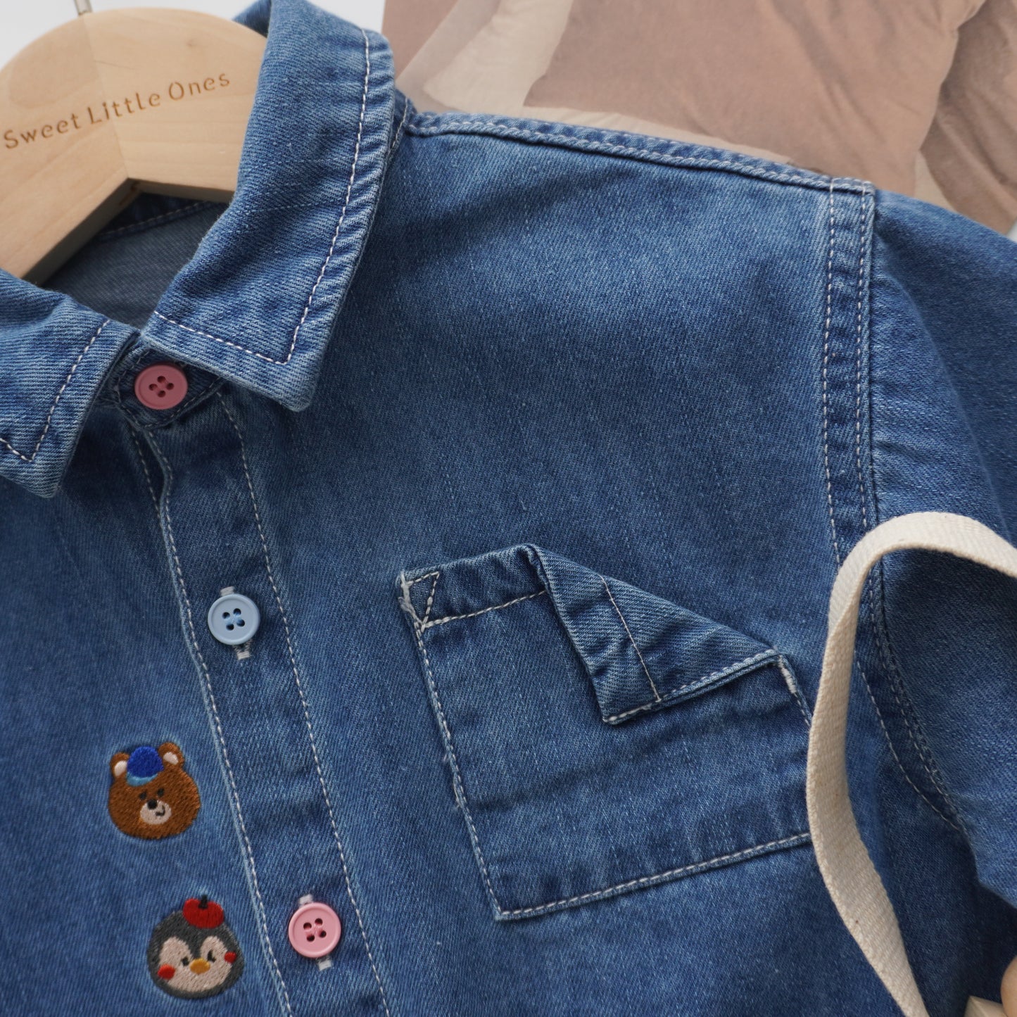 Cute Cartoon Design Denim Top (Size 80)