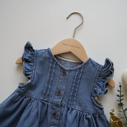 Ruffled Denim Buttoned Dress