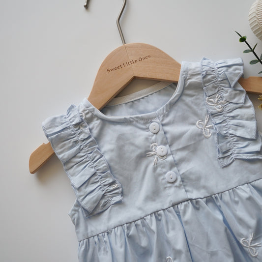 Baby Blue Ruffled Sister Matching (Size 130)
