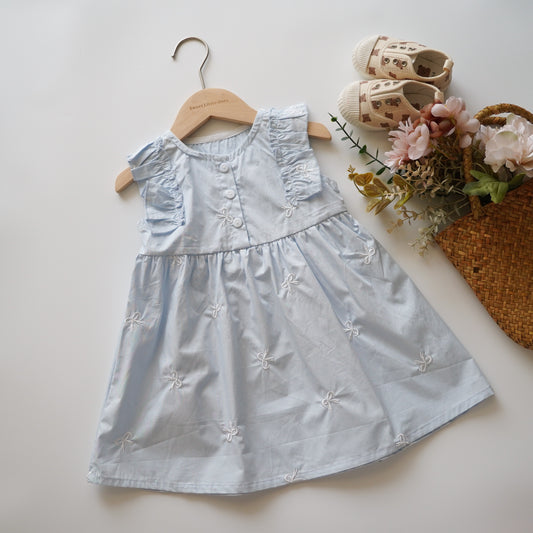 Baby Blue Ruffled Sister Matching (Size 130)